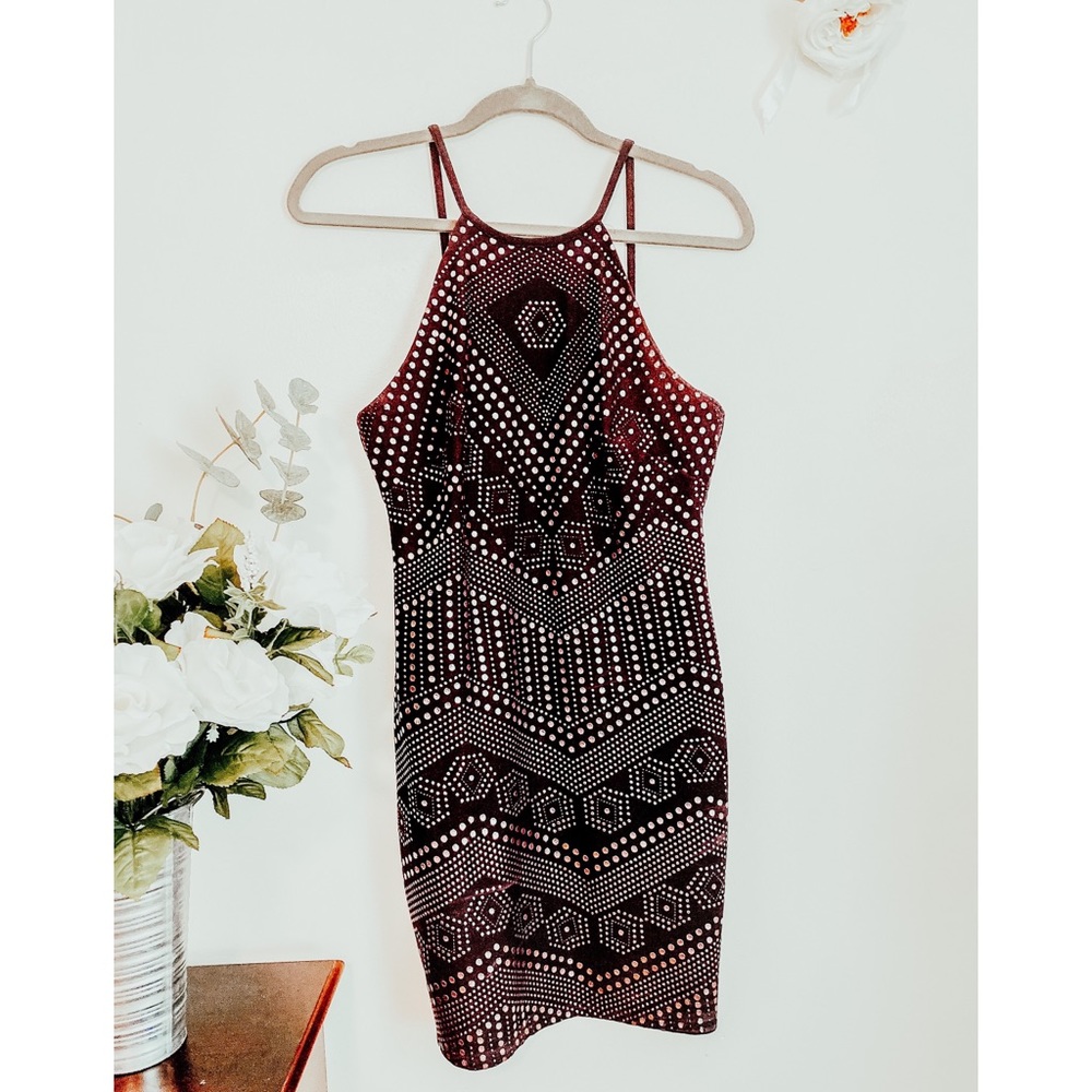 Glam halter top mini dress